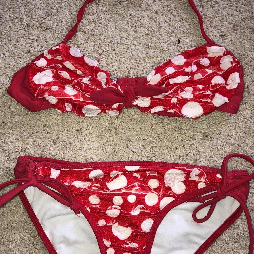 Red polka dot bikini
